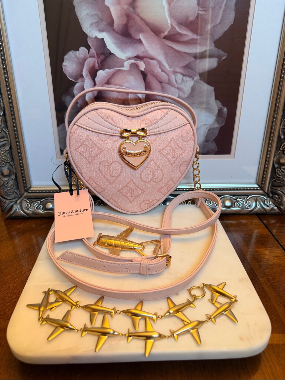 Juicy Couture Heart Crossbody Bag NWT $118 Retail + Bonus Airplane Gifts Added